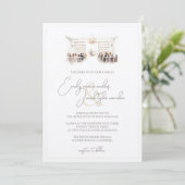 Wedding Invite - Bibliotheekceremonie in Waterverf Kaart (Staand voorkant)