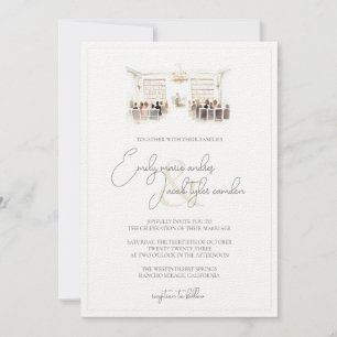 Wedding Invite - Bibliotheekceremonie in Waterverf Kaart