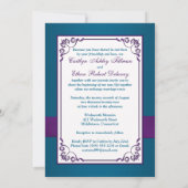 Wedding Invite | Blauwgroen, Paarse Floral | Foto Kaart (Achterkant)