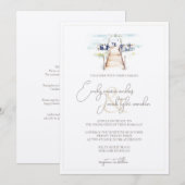 Wedding Invite - Boardwalk-ceremonie in Waterverf Kaart (Voorkant / Achterkant)
