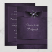 Wedding Invite Diamond Snowflake & Satin Ribbons Kaart (Voorkant / Achterkant)