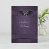 Wedding Invite Diamond Snowflake & Satin Ribbons Kaart (Staand voorkant)
