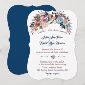Wedding Invite | Dusty Blue Pink Floral Bouquet Kaart (Voorkant / Achterkant)