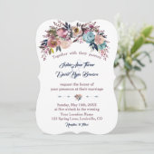 Wedding Invite | Dusty Blue Pink Floral Bouquet Kaart (Staand voorkant)