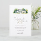 Wedding Invite - Elegant Estate in Waterverf Kaart (Staand voorkant)