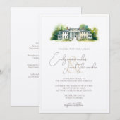 Wedding Invite - Elegant Estate in Waterverf Kaart (Voorkant / Achterkant)