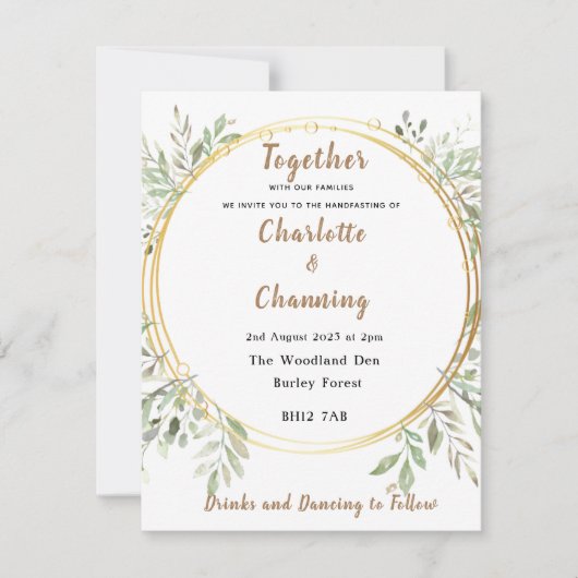 Wedding Invite | Elegant | RSVP | Handfasting Kaart (Voorkant)