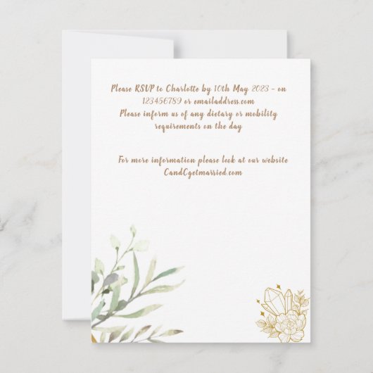 Wedding Invite | Elegant | RSVP | Handfasting Kaart (Achterkant)