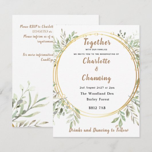 Wedding Invite | Elegant | RSVP | Handfasting Kaart (Voorkant / Achterkant)