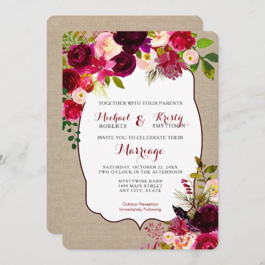 Wedding Invite, gebottende bloemperk 3979 Kaart (Voorkant / Achterkant)