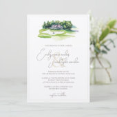 Wedding Invite - Golfcursus in Waterverf Kaart (Staand voorkant)