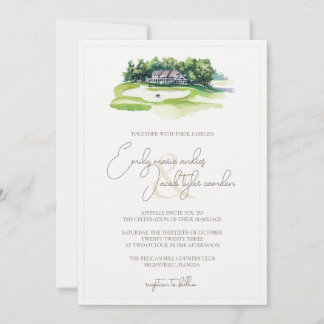 Wedding Invite - Golfcursus in Waterverf Kaart