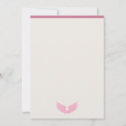 Wedding Invite - Heartwings (roze) Kaart (Achterkant)