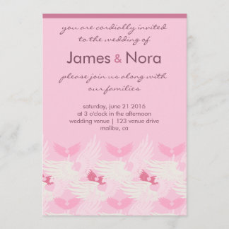 Wedding Invite - Heartwings (roze) Kaart