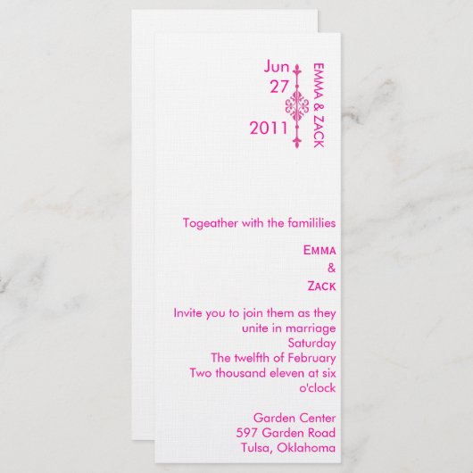 Wedding Invite Kaart (Voorkant / Achterkant)