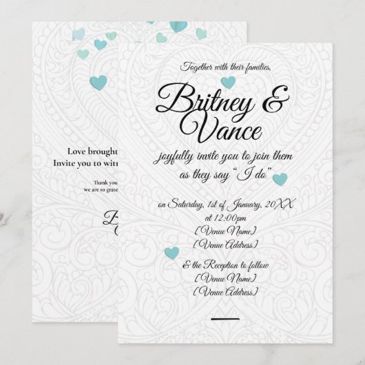 Wedding Invite Kaart (Voorkant / Achterkant)