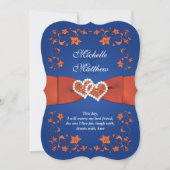 Wedding Invite | Koninklijk Blauw Sinaasappel, Flo Kaart (Voorkant)
