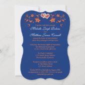 Wedding Invite | Koninklijk Blauw Sinaasappel, Flo Kaart (Achterkant)
