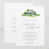 Wedding Invite - Landenclub in Waterverf Kaart (Voorkant / Achterkant)