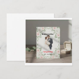 Wedding Invite, Minimalist Design, Bride and Groom Kaart