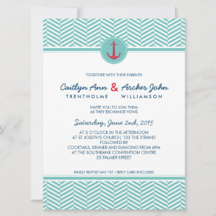 WEDDING INVITE nautisch anker aangepast monogram Kaart