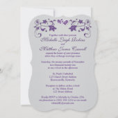 Wedding Invite | Paars, zilver, Floral, hart 2 Kaart (Achterkant)