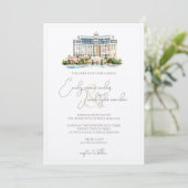 Wedding Invite - Resort in Waterverf Kaart (Staand voorkant)