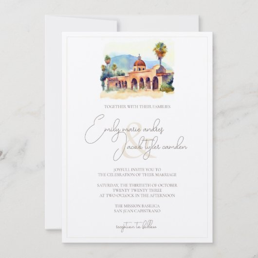 Wedding Invite - Spaanse missie in Waterverf Kaart (Voorkant)