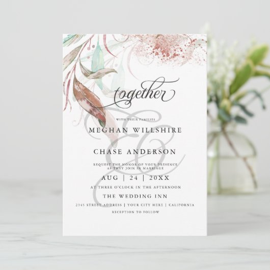 WEDDING INVITE | Spuitsproei van najaarsafval Kaart (Staand voorkant)