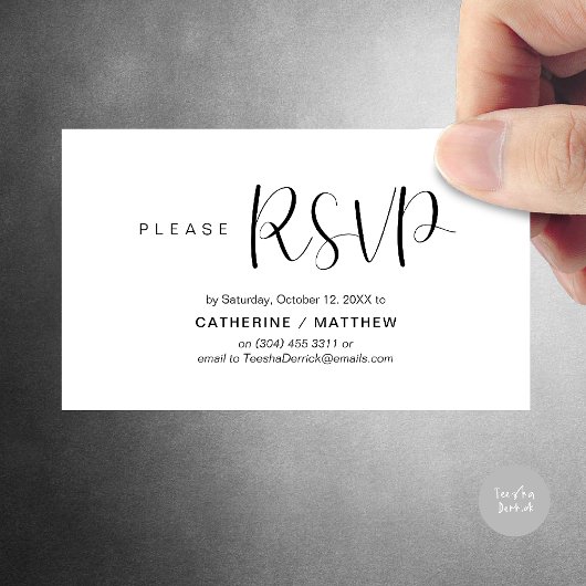 Wedding Invites RSVP Reminder, Modern Minimal Informatiekaartje