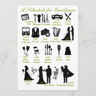 Wedding Itenerary Schedule of Groomsmen Programmakaart