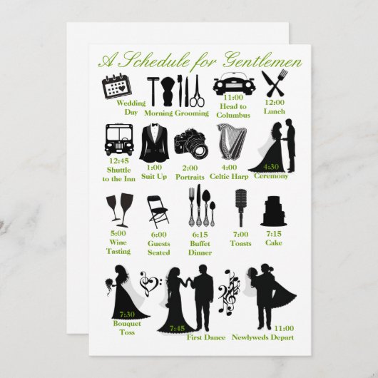Wedding Itenerary Schedule of Groomsmen Programmakaart (Voorkant / Achterkant)