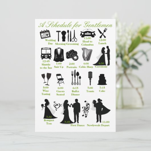 Wedding Itenerary Schedule of Groomsmen Programmakaart (Staand voorkant)