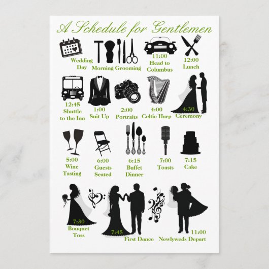 Wedding Itenerary Schedule of Groomsmen Programmakaart (Voorkant)