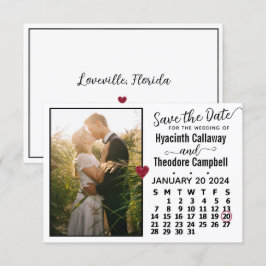 Wedding January 2024 Calendar Custom Photo White Save The Date