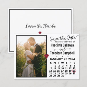 Wedding January 2024 Calendar Custom Photo White Save The Date