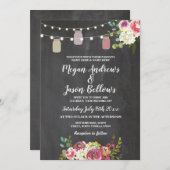 Wedding Jars Chalk Rustic Floral Lights Uitnodigin Kaart (Voorkant / Achterkant)