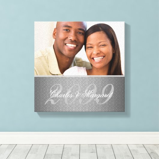 Wedding Jubileum 12x12 Persoonlijke foto Canvas Afdruk (Insitu (Houten vloer))