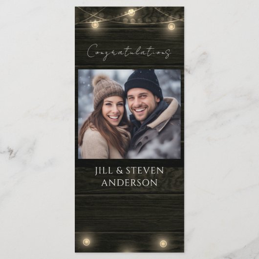 Wedding Jubileum 50ste rustieke hout en verlichtin Menu (Achterkant)