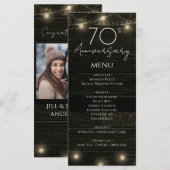 Wedding Jubileum 70e rustieke hout en verlichting Menu (Voorkant / Achterkant)
