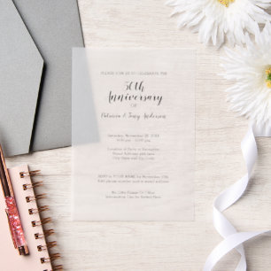 Wedding Jubileum Classic Font Vellum Uitnodigingen