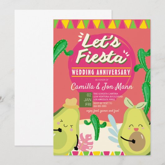 Wedding Jubileum Fiesta Uitnodiging (Voorkant / Achterkant)