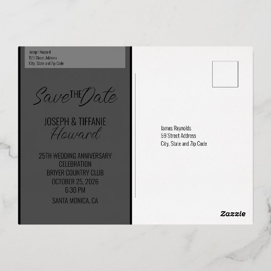 Wedding Jubileum Folie Uitnodiging Briefkaart (Achterkant)