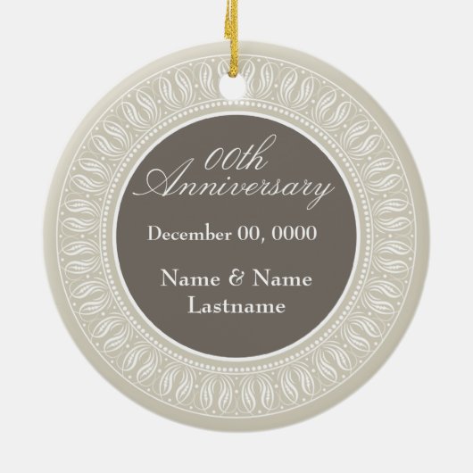 Wedding Jubileum Foto Lijst Keramisch Ornament (Achterkant)