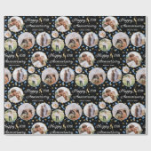 Wedding Jubileum Fotocollage Elegant Blauw Cadeaupapier (Vlak)