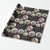 Wedding Jubileum Fotocollage Elegant Roze Cadeaupapier (Uitgerold)