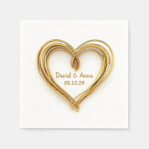 Wedding Jubileum Gold Wired Heart op wit Servet
