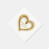 Wedding Jubileum Gold Wired Heart op wit Servet (Hoek)