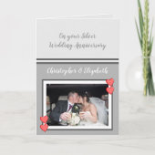 Wedding Jubileum Gray Silver 25 jaar foto Kaart (Voorkant)