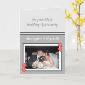 Wedding Jubileum Gray Silver 25 jaar foto Kaart (Gele Bloem)